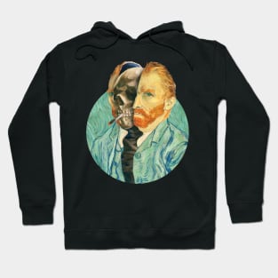 Van Gogh Surreal Head, Van Gogh Skeleton, Skull, Smoking skeleton Hoodie